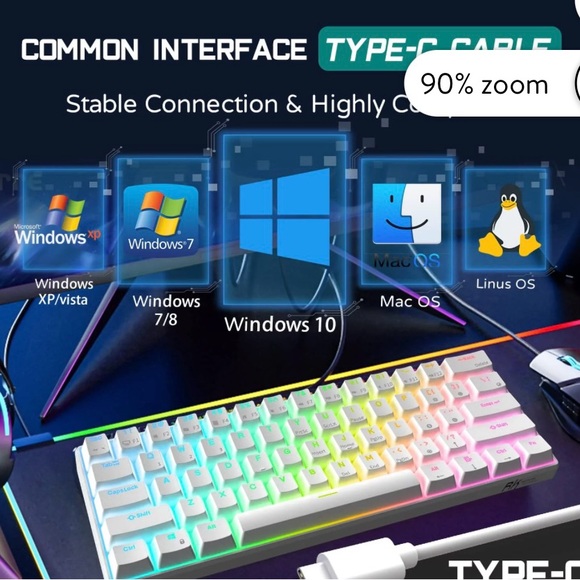 Computer Keyboard RK RK61 Wireless Mechanic Klight Red Switch-white NEW IN BOX - Picture 3 of 5